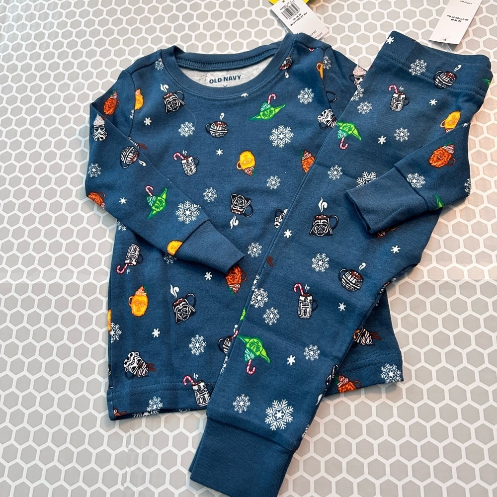NWT Old Navy Navy Holiday Character Pajama Set Green Orange Accents Size 12-18M